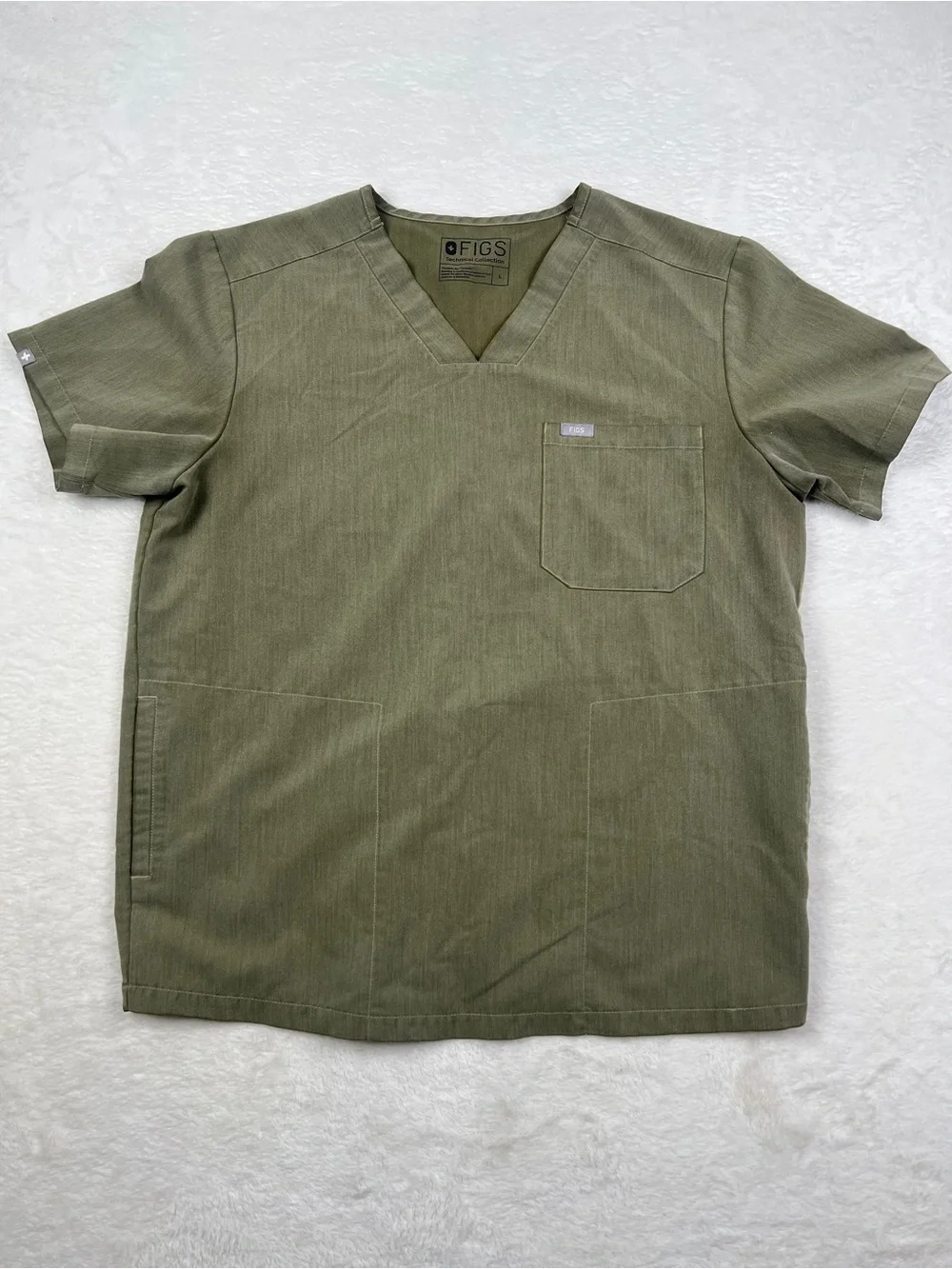 FIGS Heathered Olive Scrub Set Chisec Top Axim Pants L/M PO1449
